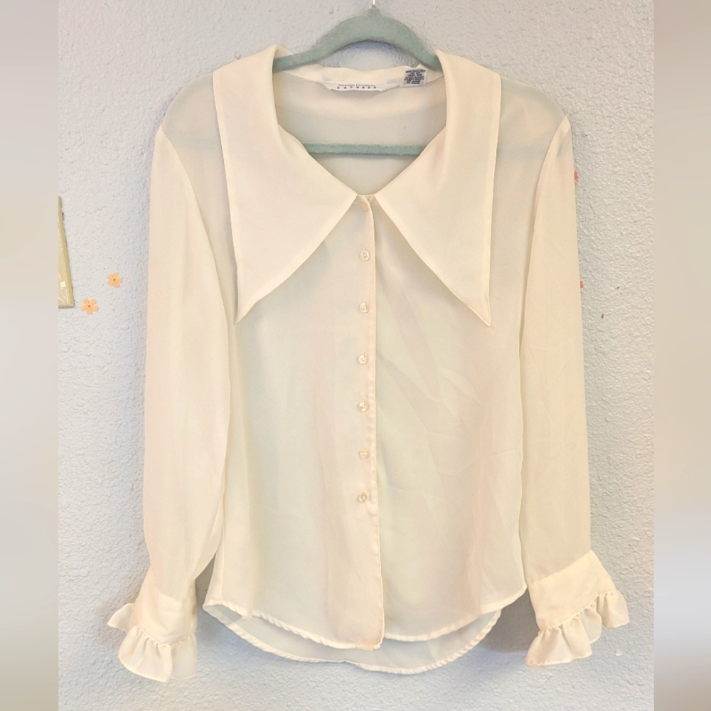 90's Express Triangle Collar Button Up Blouse - image 1